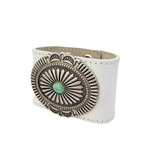 Genuine Leather Cuffs with oval western concho